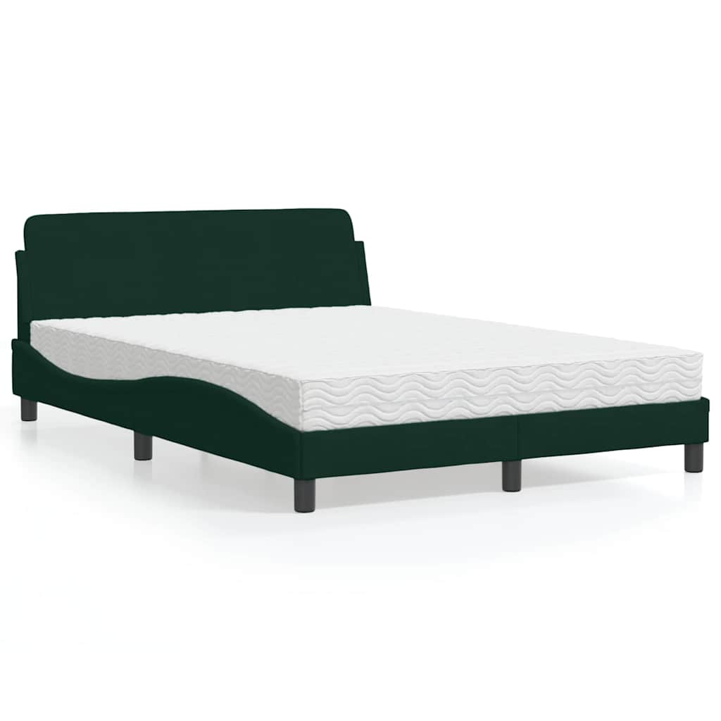 Bed met matras "Dover" fluweel donkergroen 140x200 cm is nu te koop bij PeponiXL, paradijselijk wonen!