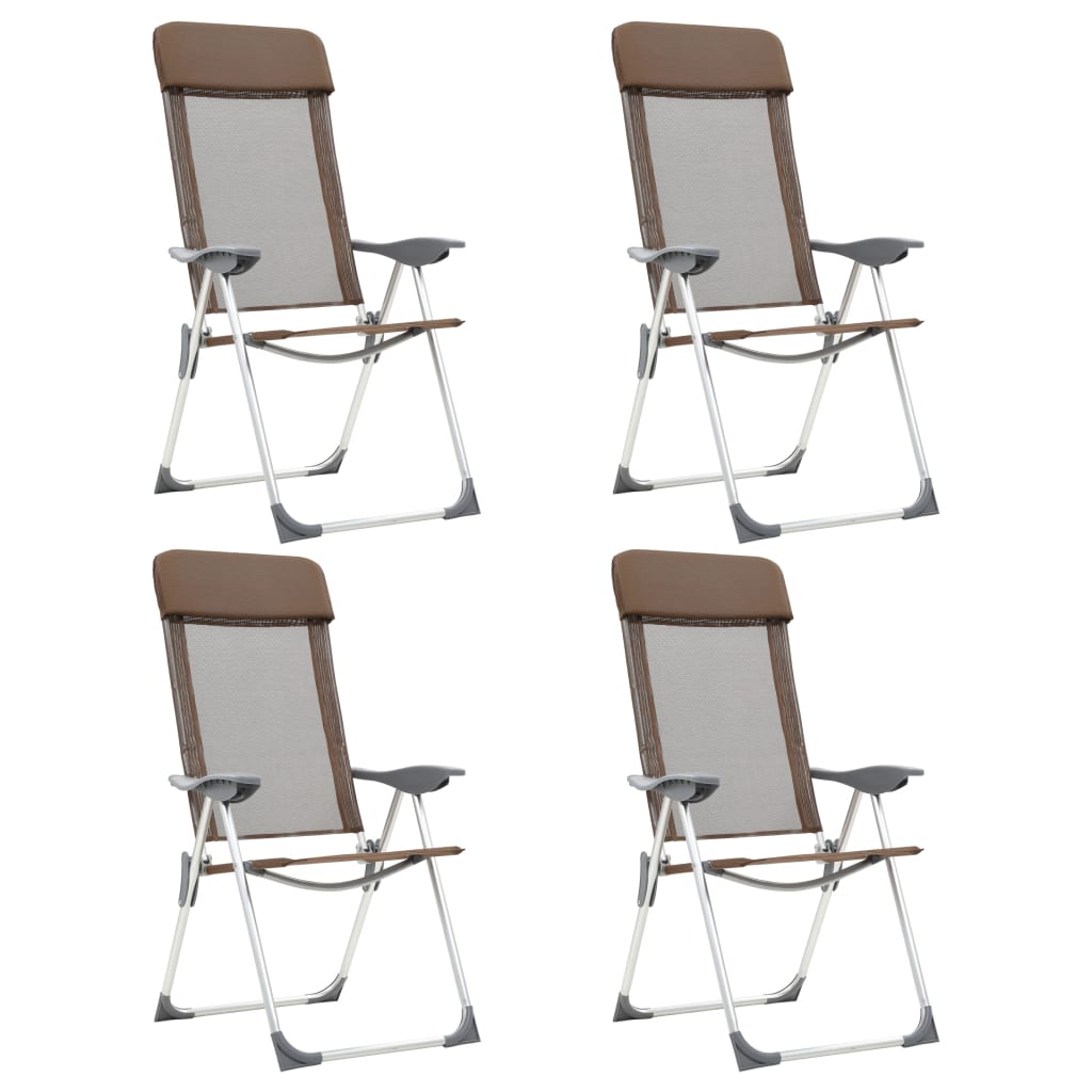 Campingstoelen 4 st inklapbaar aluminium bruin is nu te koop bij PeponiXL, paradijselijk wonen!