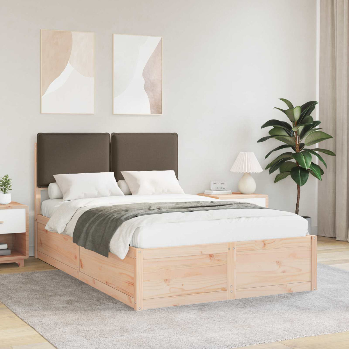 Bedframe met Gevoerd Hoofdgedeelte Taupe 120 x 190 cm is nu te koop bij PeponiXL, paradijselijk wonen!