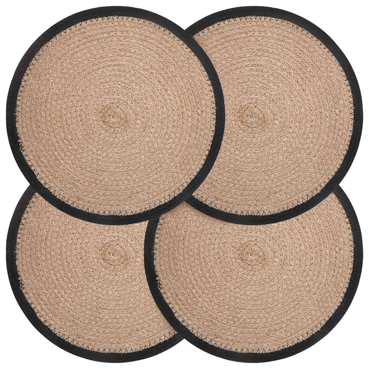 Jute placematten 4 st Naturel en Zwart 100% Tossa Jute is nu te koop bij PeponiXL, paradijselijk wonen!