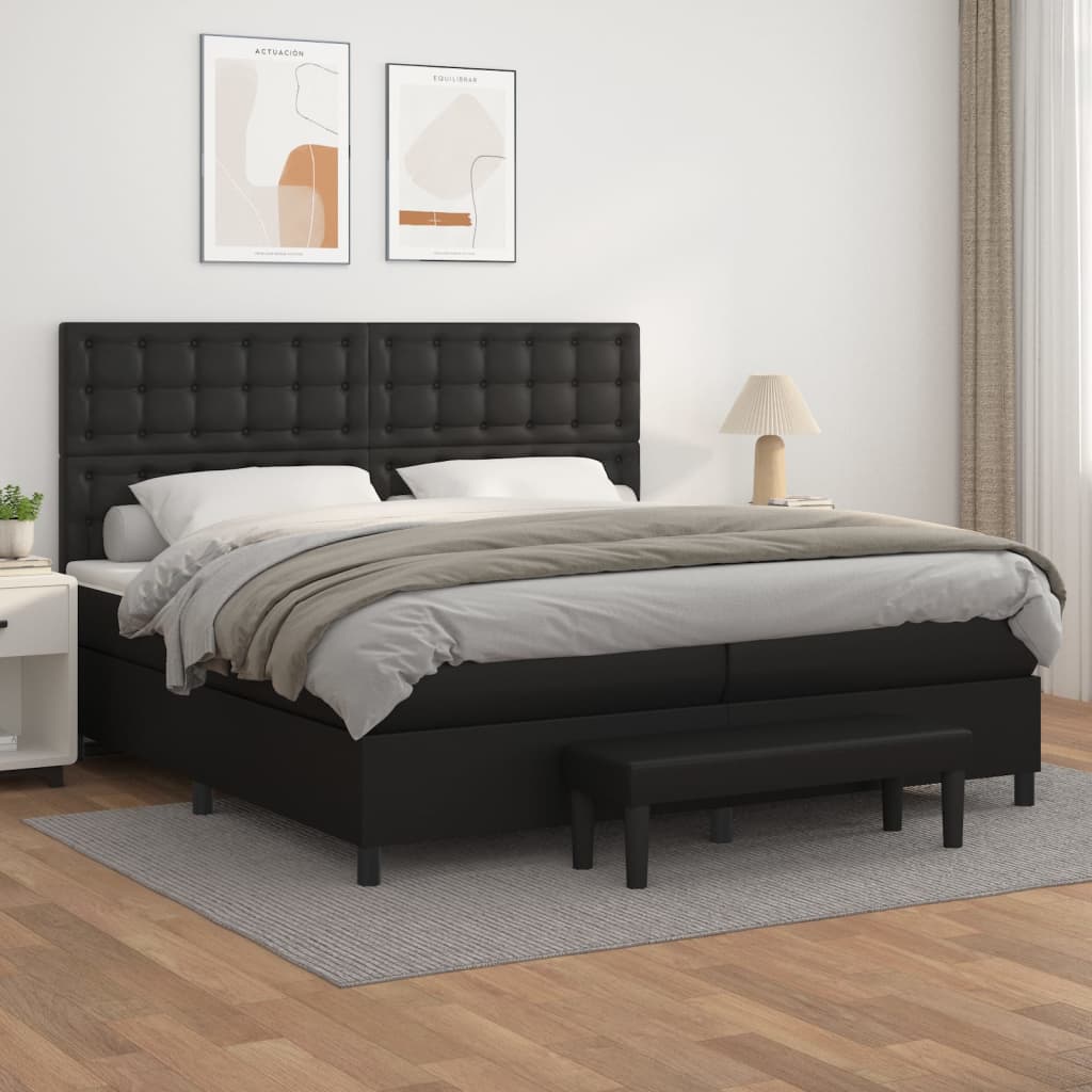 Boxspring met matras kunstleer zwart 200x200 cm is nu te koop bij PeponiXL, paradijselijk wonen!
