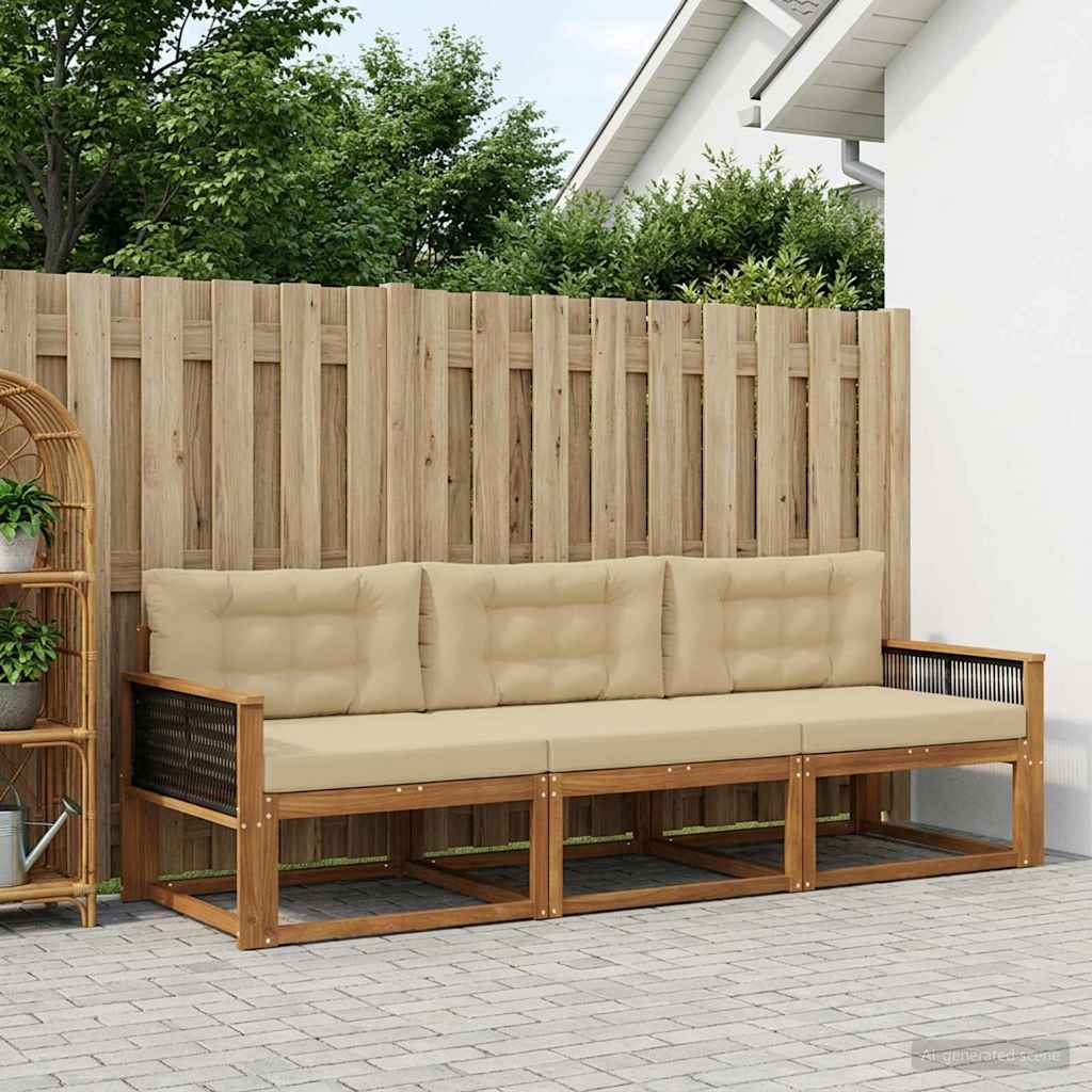 Buiten bankenset met kussen 3 pcs Natuurlijk en Beige is nu te koop bij PeponiXL, paradijselijk wonen!
