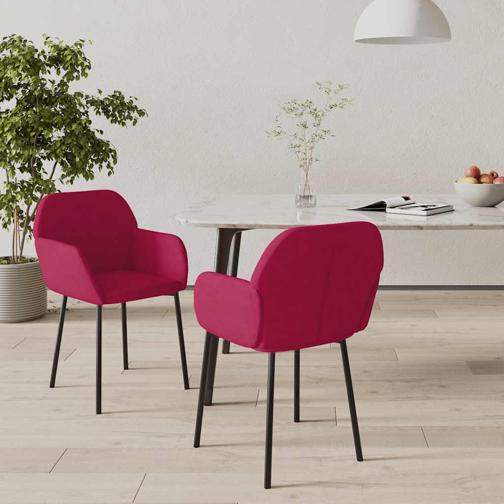 Eetkamerstoelen 2 st fluweel wijnrood is nu te koop bij PeponiXL, paradijselijk wonen!
