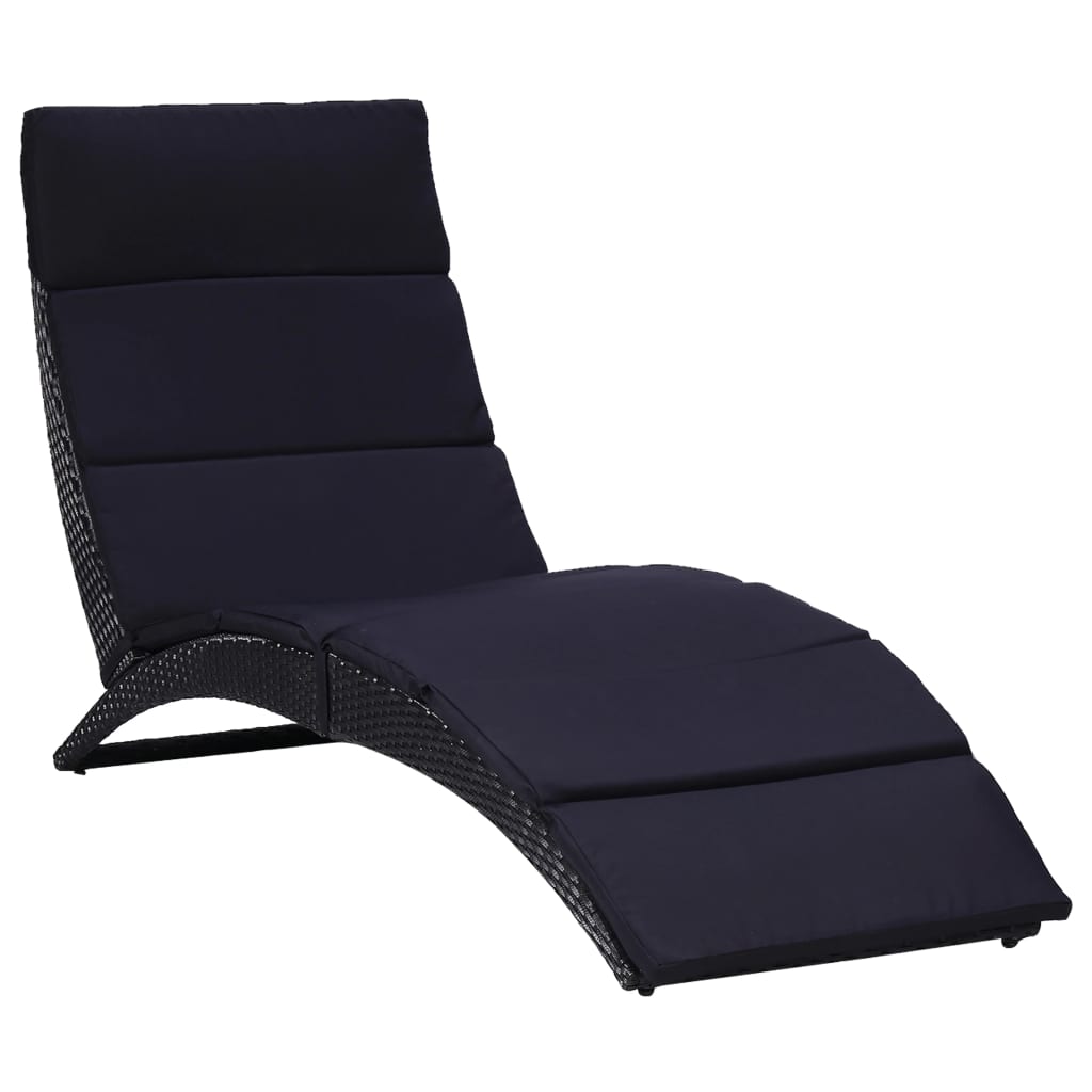 Ligbed met kussen poly rattan zwart is nu te koop bij PeponiXL, paradijselijk wonen!