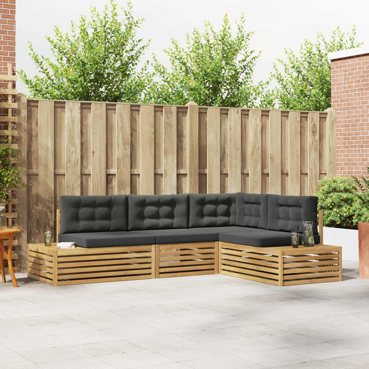 4 Stuk Buiten bankenset Polyester Wit is nu te koop bij PeponiXL, paradijselijk wonen!