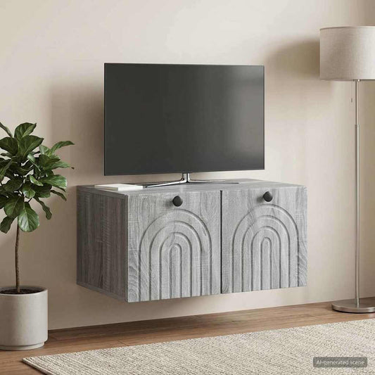 Wandbeugel TV-kast Grijs sonoma 59,5 x 41 x 30 cm Bewerkt hout is nu te koop bij PeponiXL, paradijselijk wonen!