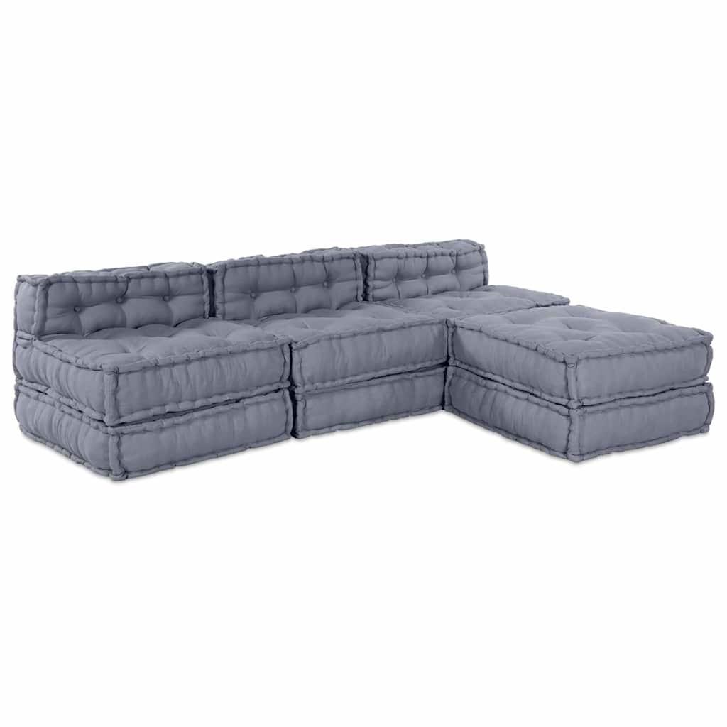 Modulair Sofabet 4 pcs Grijs Stof is nu te koop bij PeponiXL, paradijselijk wonen!