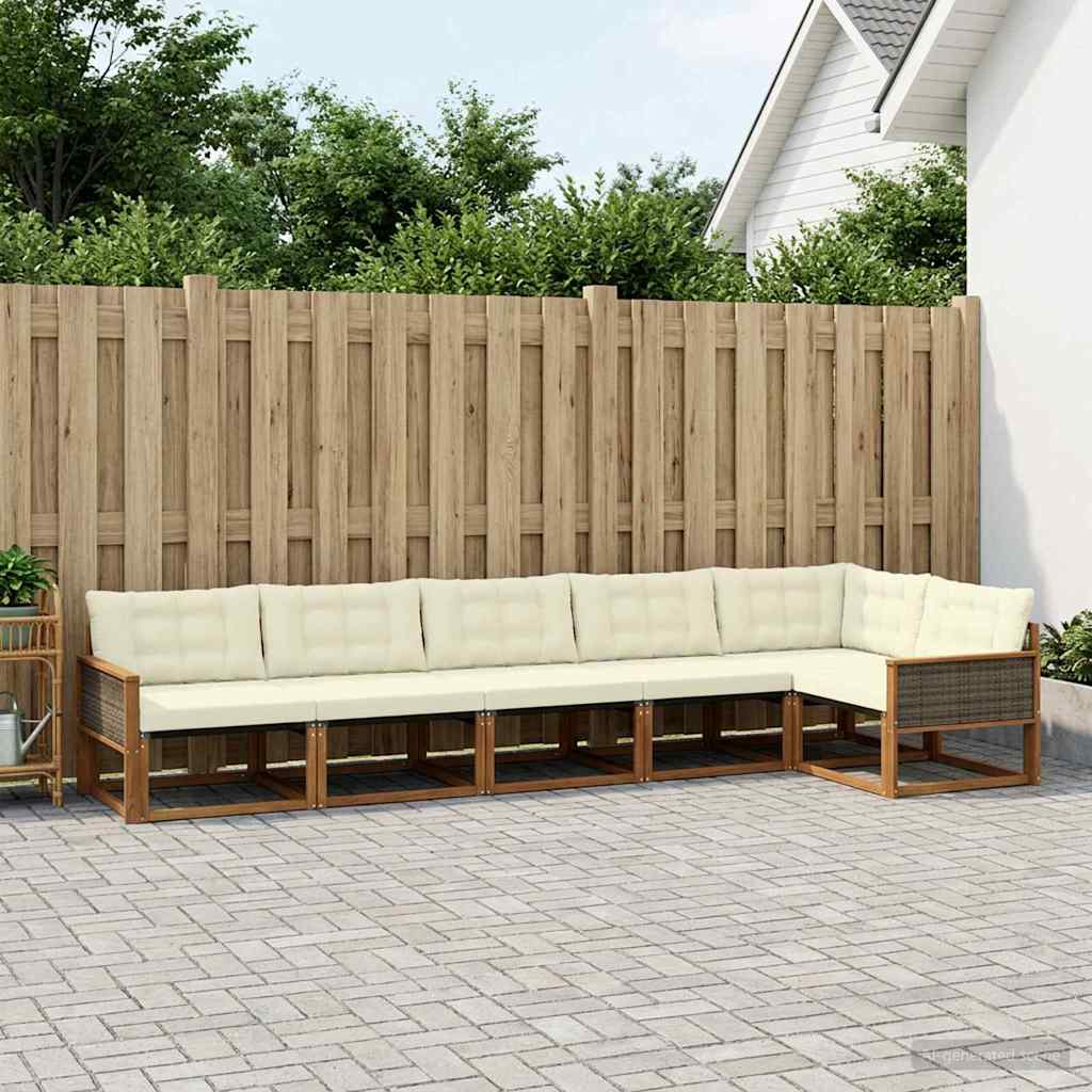 Buiten bankenset met kussen 6 pcs Natuurlijk en Crème is nu te koop bij PeponiXL, paradijselijk wonen!