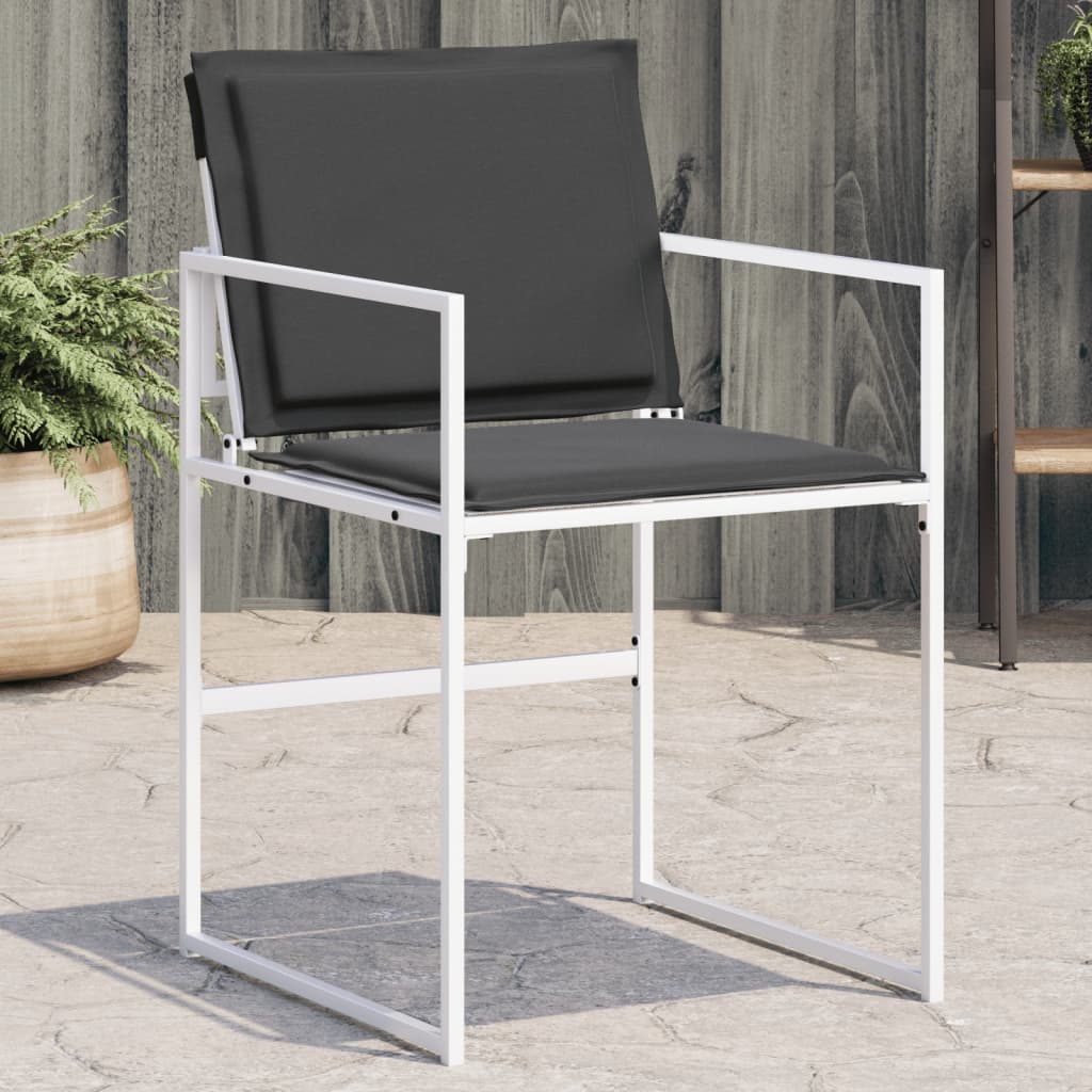 Tuinstoelen 4 st met kussens staal en textileen wit is nu te koop bij PeponiXL, paradijselijk wonen!