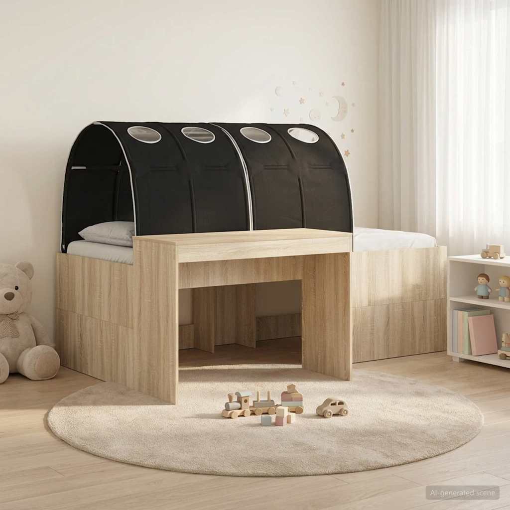 Bedframe met Tunnel 3 st Sonoma Eiken en Zwart Bewerkt hout is nu te koop bij PeponiXL, paradijselijk wonen!