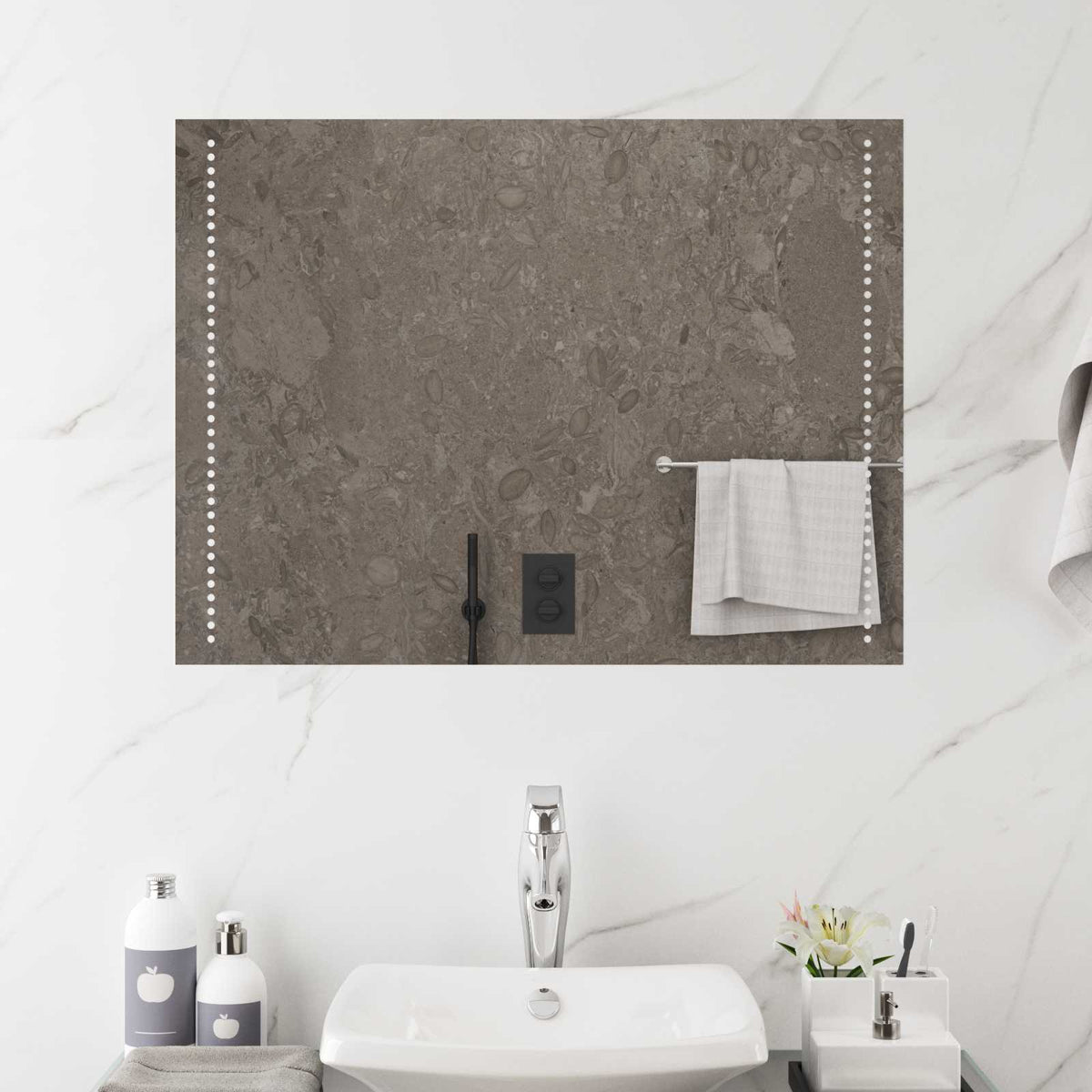 LED Badkamer Spiegel Doorzichtig 80 x 60 cm gehard glas is nu te koop bij PeponiXL, paradijselijk wonen!
