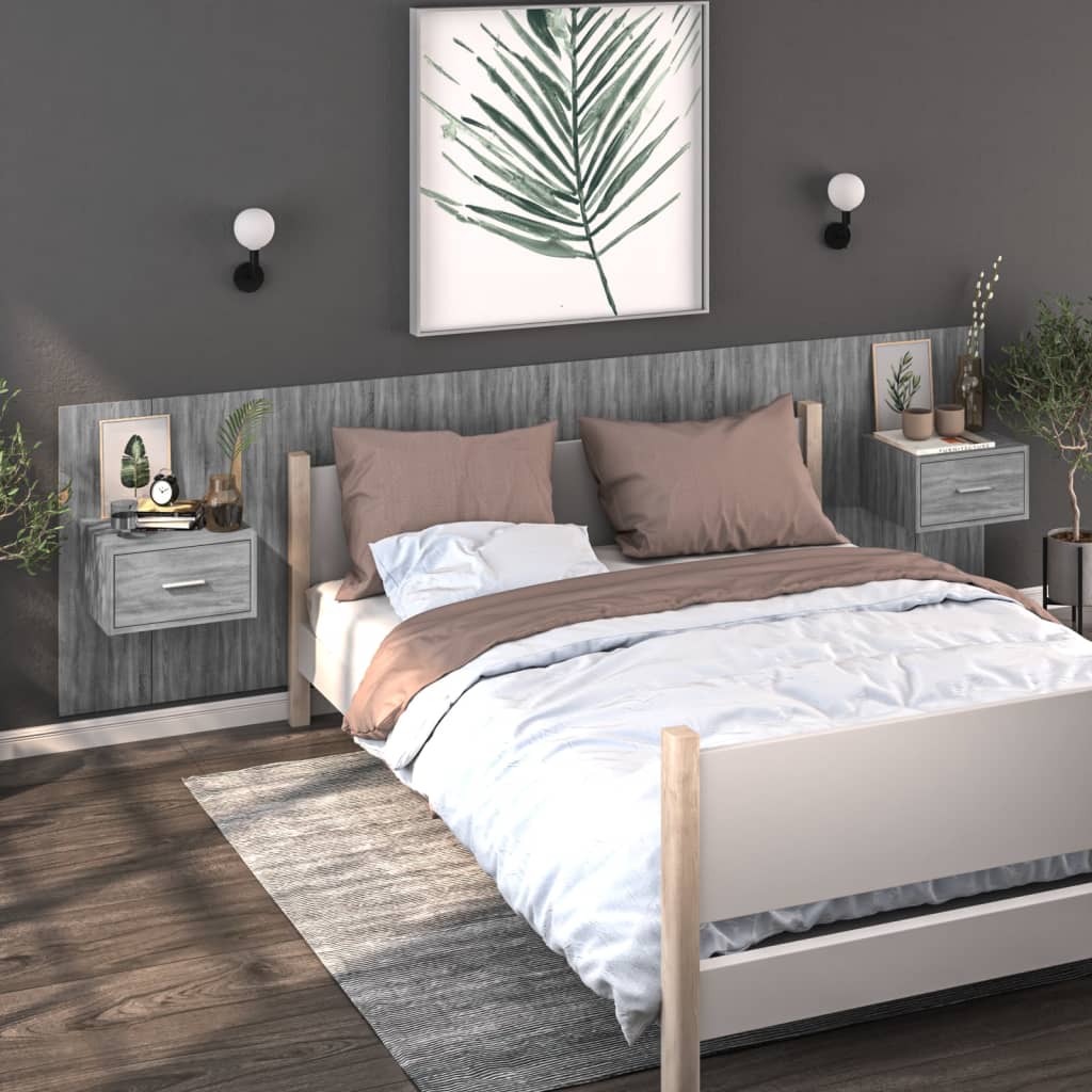 Nachtkastjes 2 st wandgemonteerd grijs sonoma eikenkleurig is nu te koop bij PeponiXL, paradijselijk wonen!