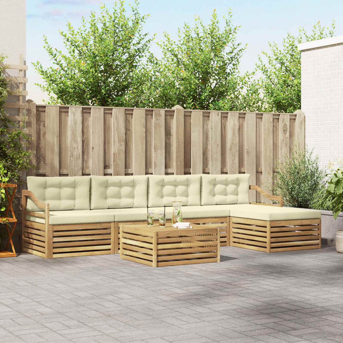 Buiten bankenset 6 pcs Wit en crèmekleurig 79 x 79 x 37 cm is nu te koop bij PeponiXL, paradijselijk wonen!