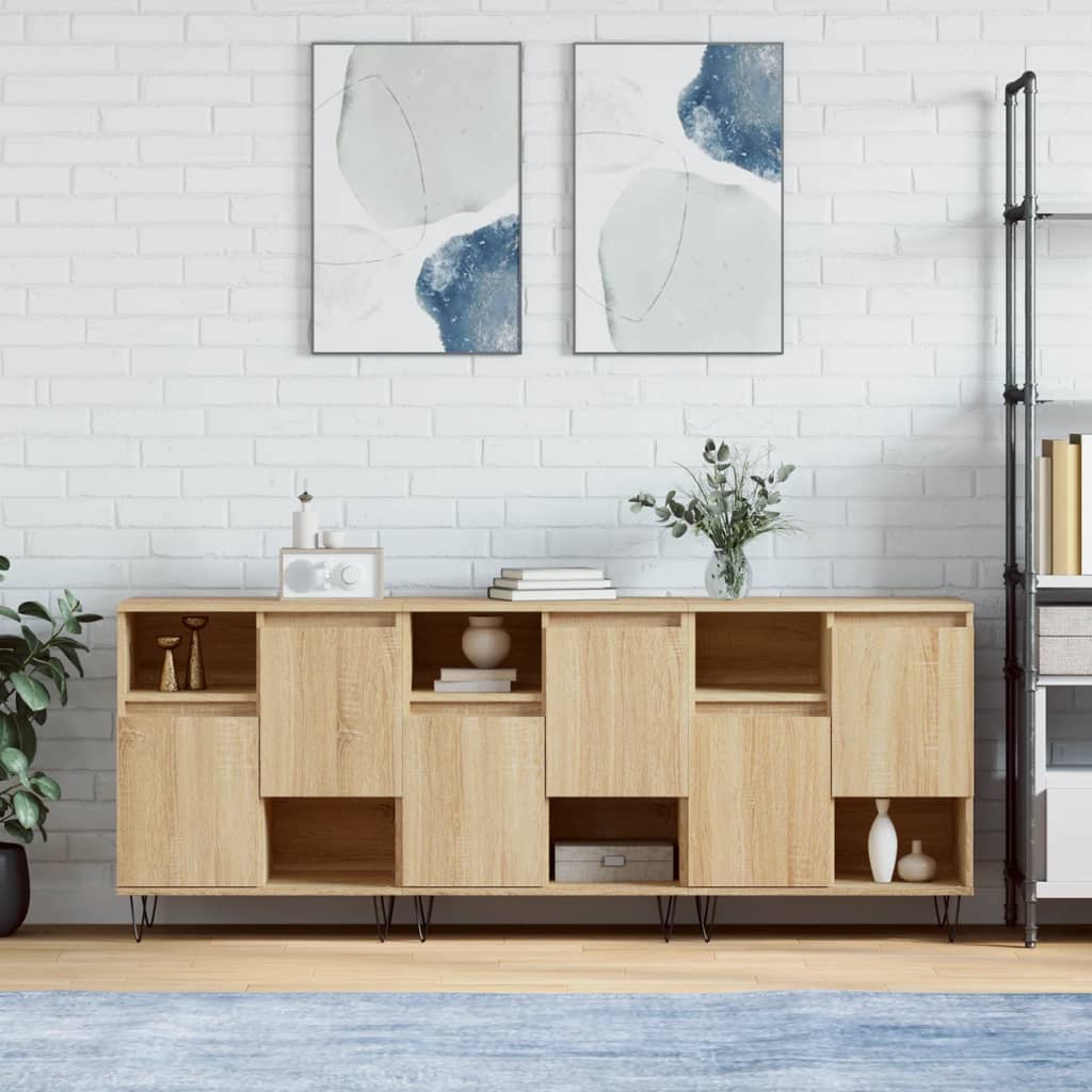 Dressoirs 3 st bewerkt hout sonoma eiken is nu te koop bij PeponiXL, paradijselijk wonen!