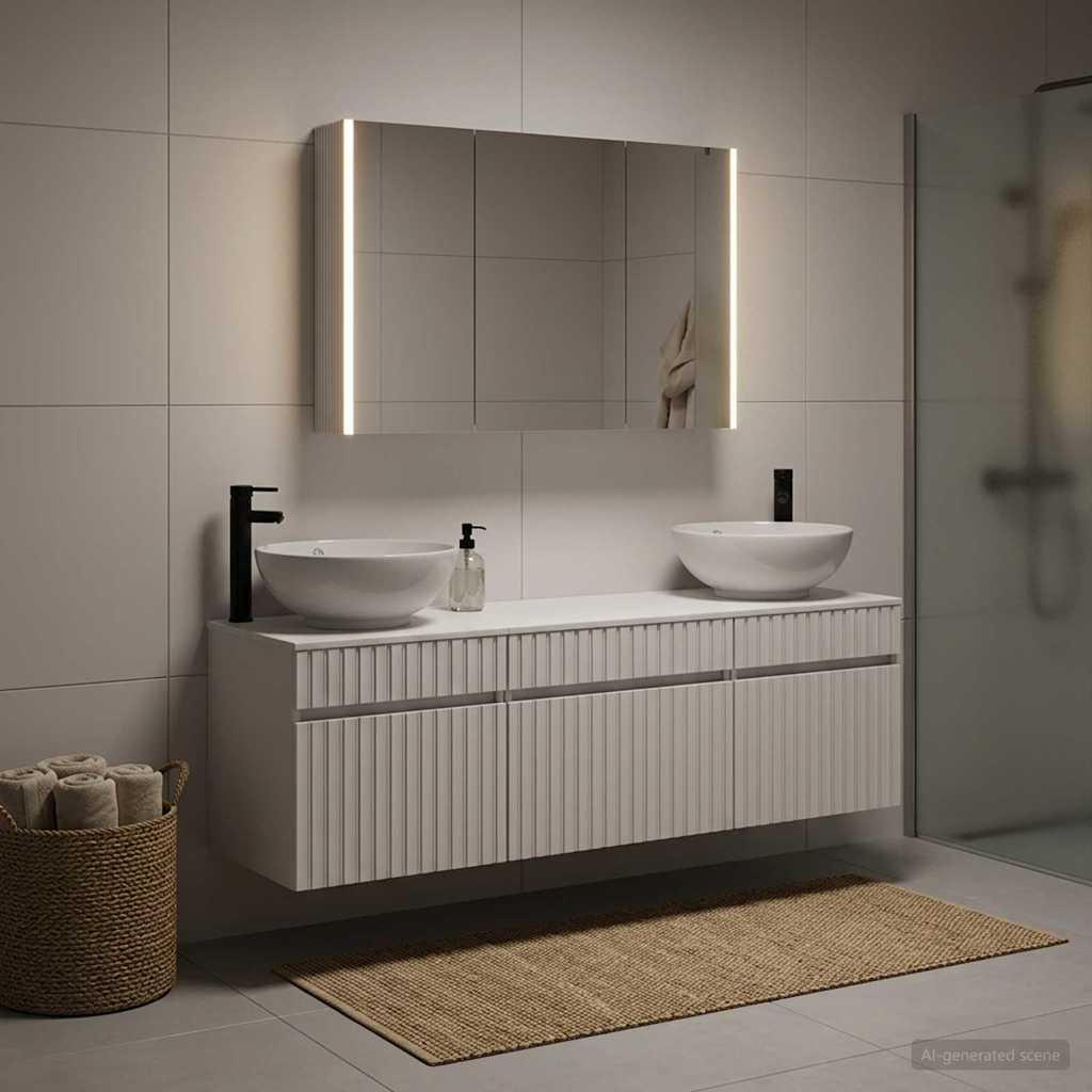Badkamerkastenset 4 st Wit Bewerkt hout is nu te koop bij PeponiXL, paradijselijk wonen!