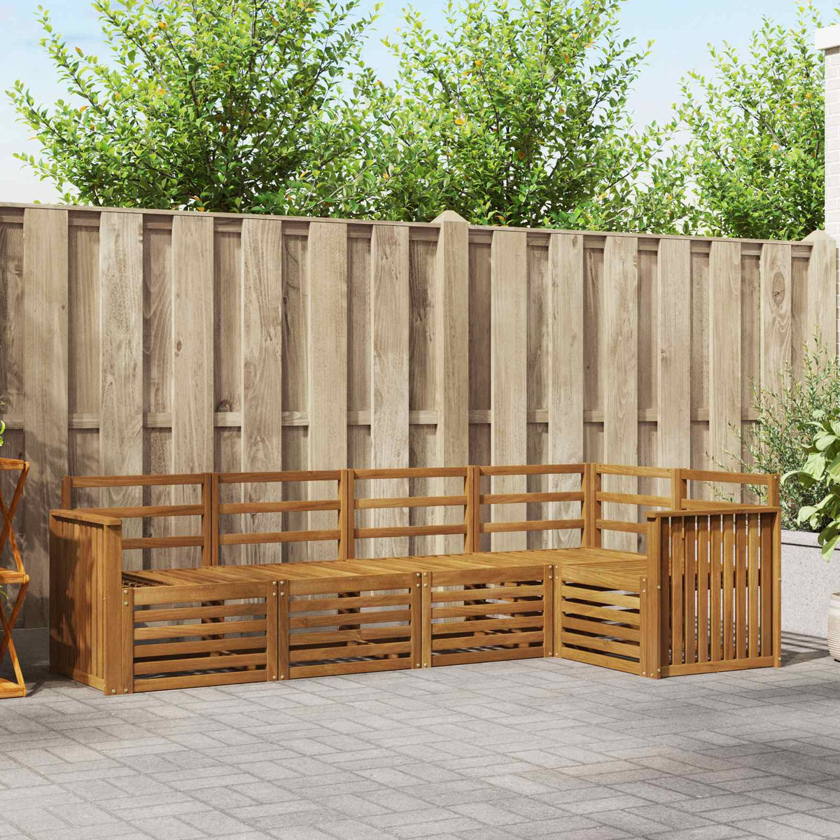 Hoekbank Set 5 pcs Naturel Massief Acaciahout is nu te koop bij PeponiXL, paradijselijk wonen!