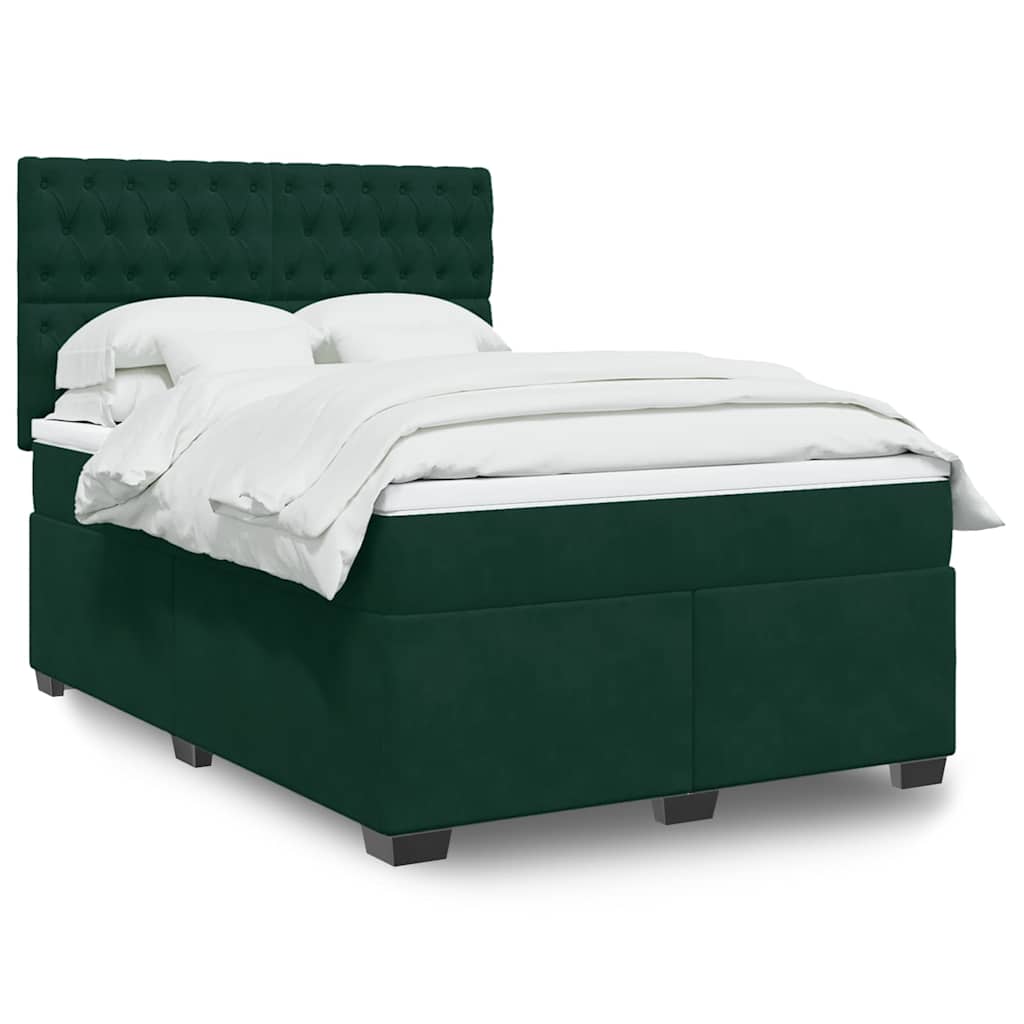 Boxspring met matras fluweel donkergroen 140x200 cm is nu te koop bij PeponiXL, paradijselijk wonen!