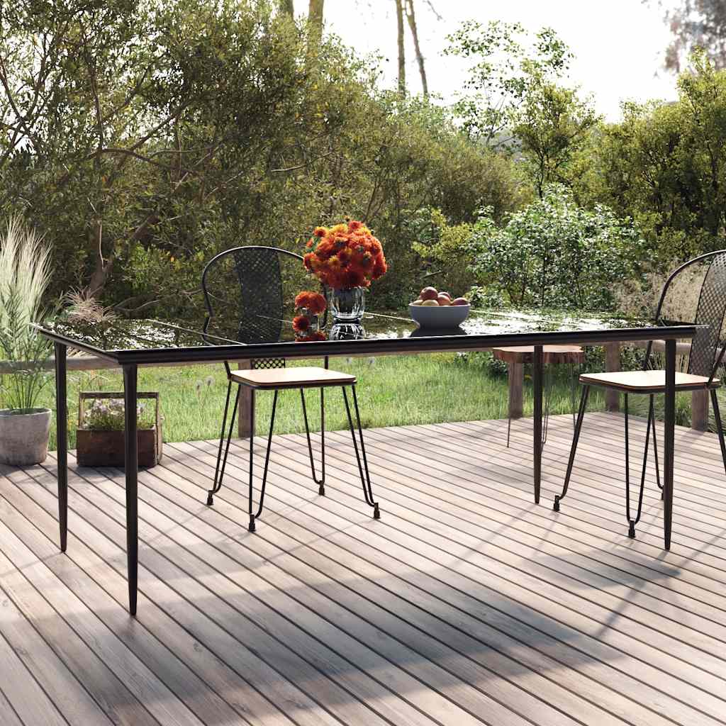 Tuintafel 200x100x74cm staal en gehard glas zwart is nu te koop bij PeponiXL, paradijselijk wonen!