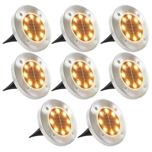 Grondlampen 8 st solar LED warmwit is nu te koop bij PeponiXL, paradijselijk wonen!