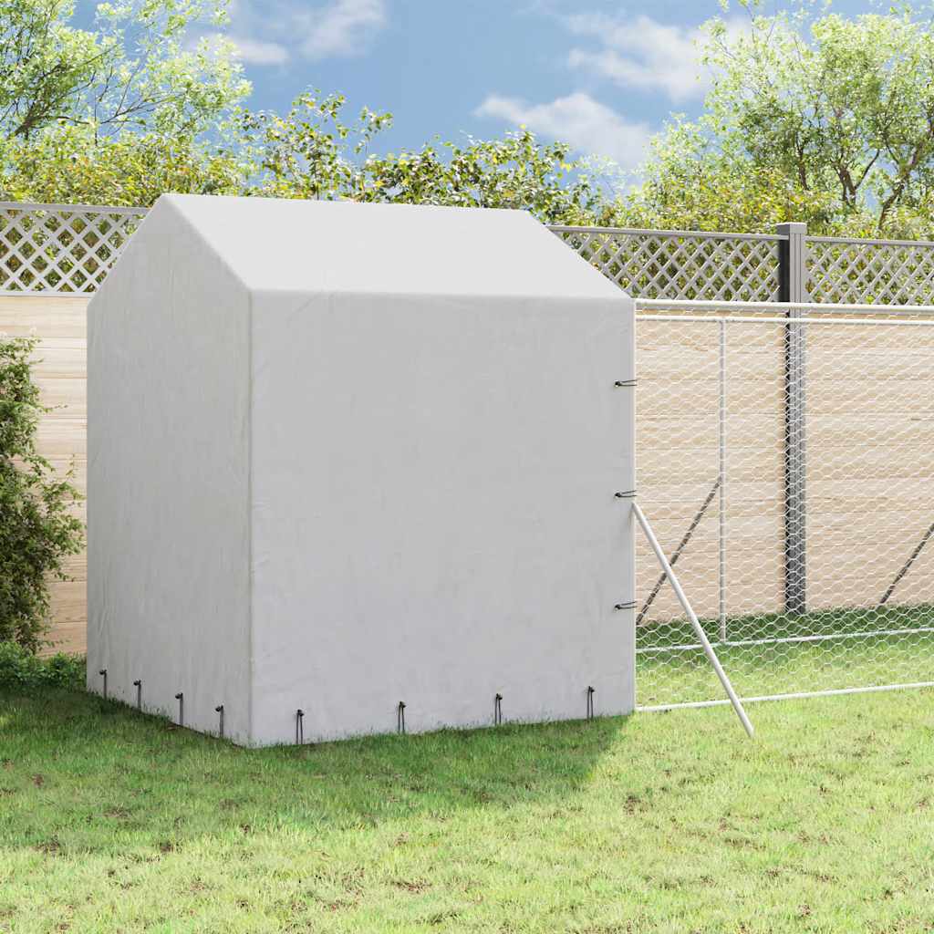 Hondenkennel met dak 2x10x2,5 m gegalvaniseerd staal zilver is nu te koop bij PeponiXL, paradijselijk wonen!