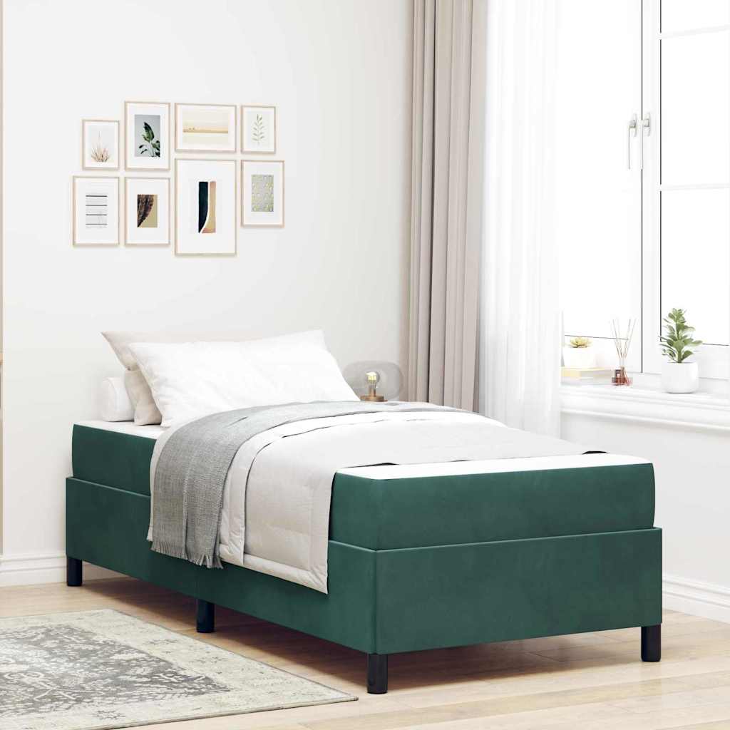 Bedframe met matras Donkergroen 100 x 200 cm Stof is nu te koop bij PeponiXL, paradijselijk wonen!