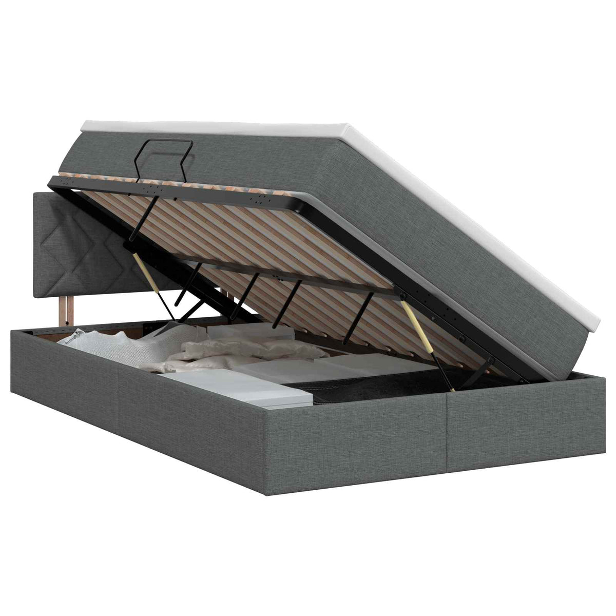 Opbergbed met matras Donkergrijs 120 x 190 cm fluweel is nu te koop bij PeponiXL, paradijselijk wonen!