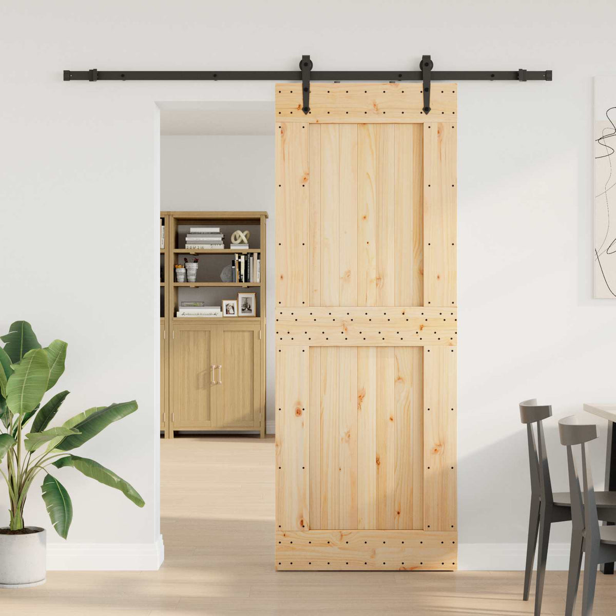 Schuifdeur NARVIK Naturel en Zwart 85 x 210 cm (213,5 cm) is nu te koop bij PeponiXL, paradijselijk wonen!