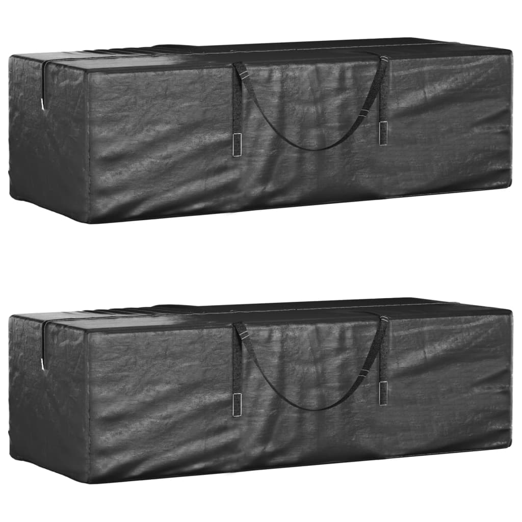 Opbergtassen tuinkussens 2 st 135x40x55 cm polyetheen zwart is nu te koop bij PeponiXL, paradijselijk wonen!