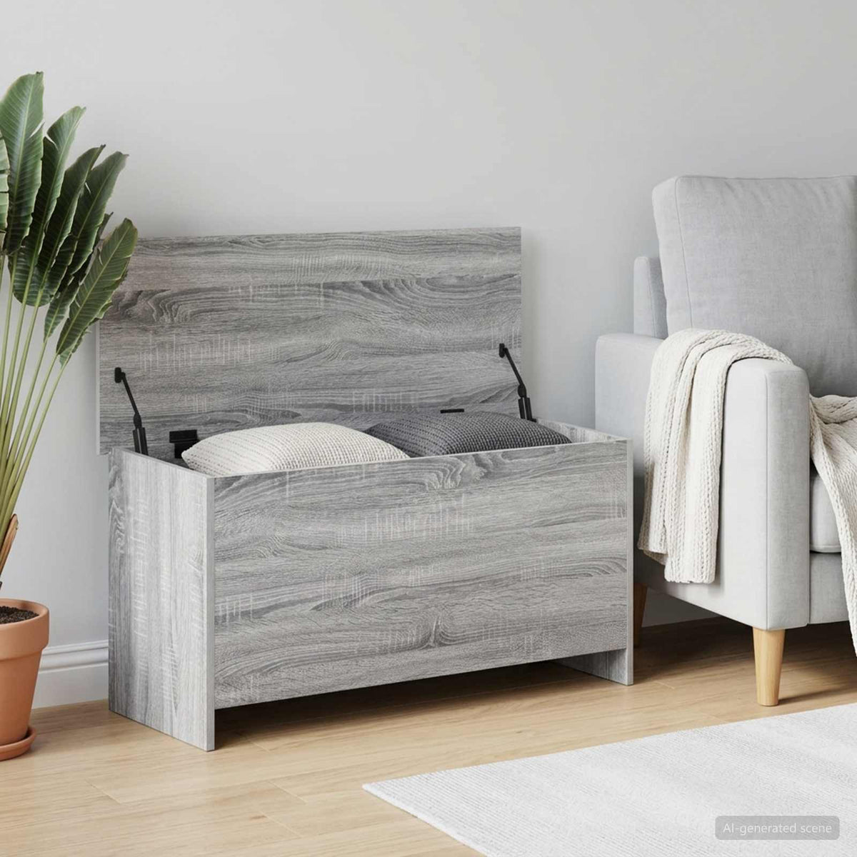 Opbergkist Grijs Sonoma 100 x 40 x 50 cm Bewerkt hout is nu te koop bij PeponiXL, paradijselijk wonen!