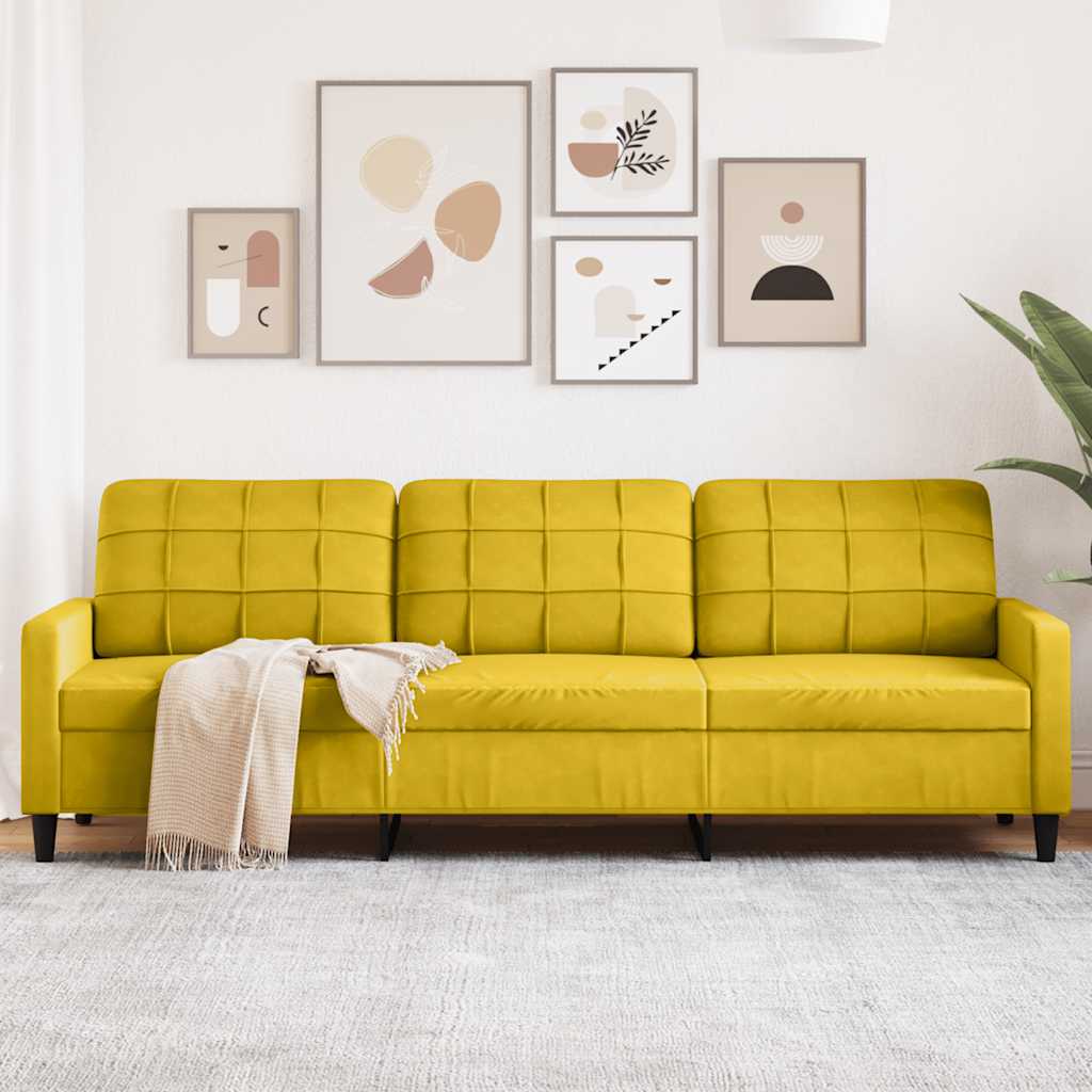 Driezitsbank 210 cm fluweel geel is nu te koop bij PeponiXL, paradijselijk wonen!