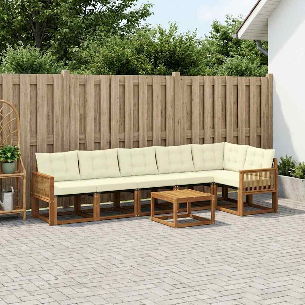 Buiten bankenset met kussen 7 pcs Natuurlijk en Crème is nu te koop bij PeponiXL, paradijselijk wonen!