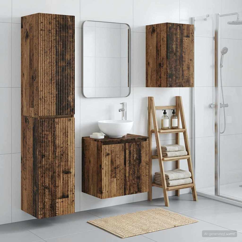 Badkamermeubelset 3 st Oud hout 33 x 34,5 x 160 cm Bewerkt hout is nu te koop bij PeponiXL, paradijselijk wonen!