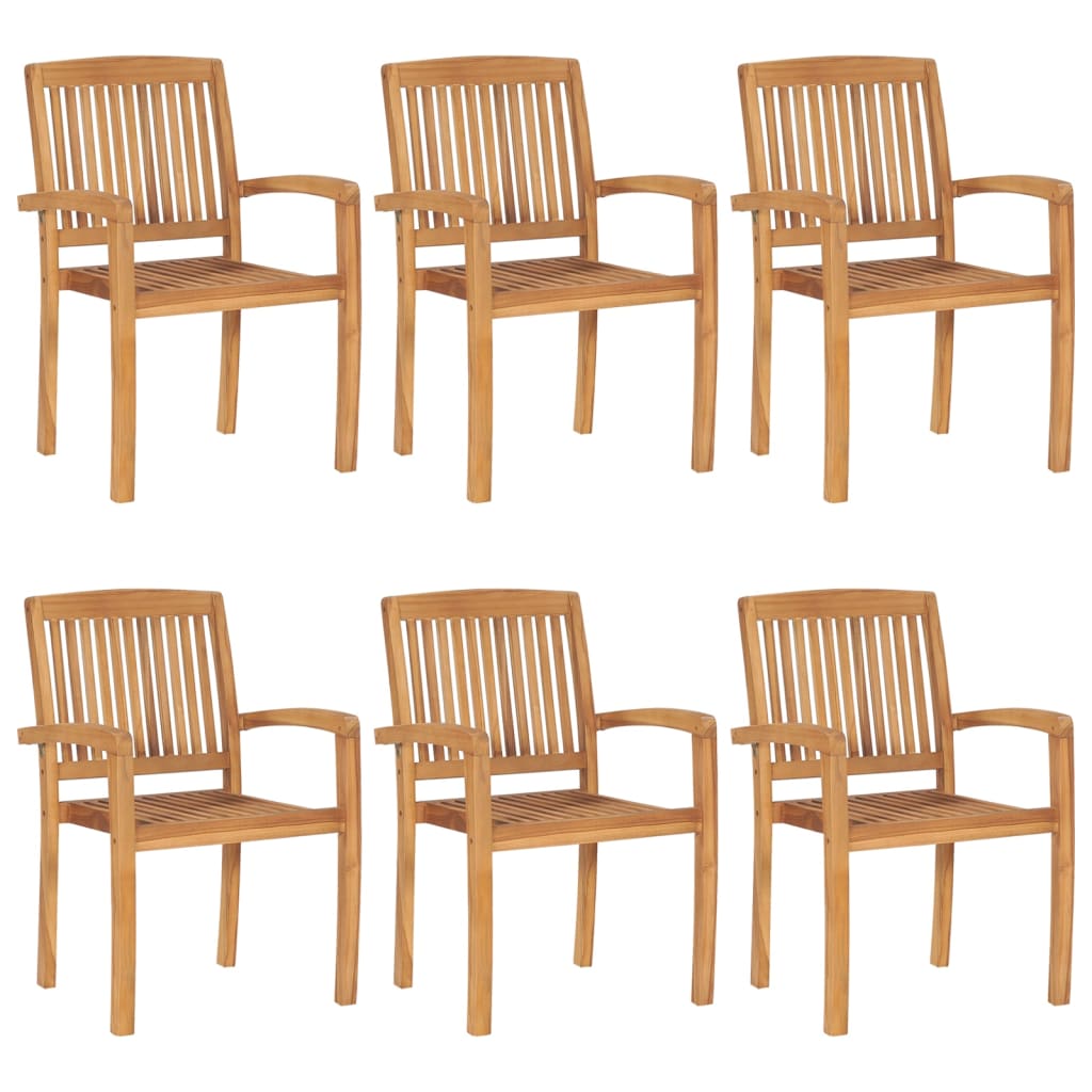 Tuinstoelen 6 st stapelbaar massief teakhout is nu te koop bij PeponiXL, paradijselijk wonen!