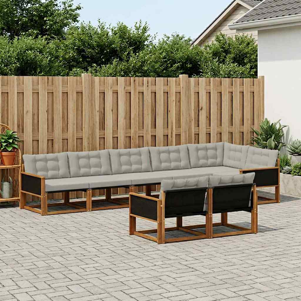 Buiten bankenset met kussen 8 pcs Naturel en lichtgrijs is nu te koop bij PeponiXL, paradijselijk wonen!
