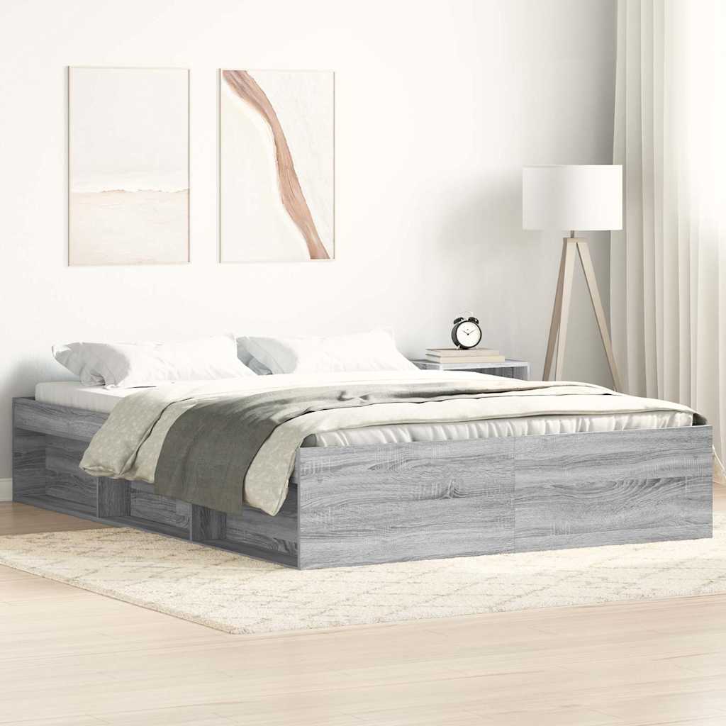 Bedframe grijs sonoma eikenkleurig 120x190 cm is nu te koop bij PeponiXL, paradijselijk wonen!