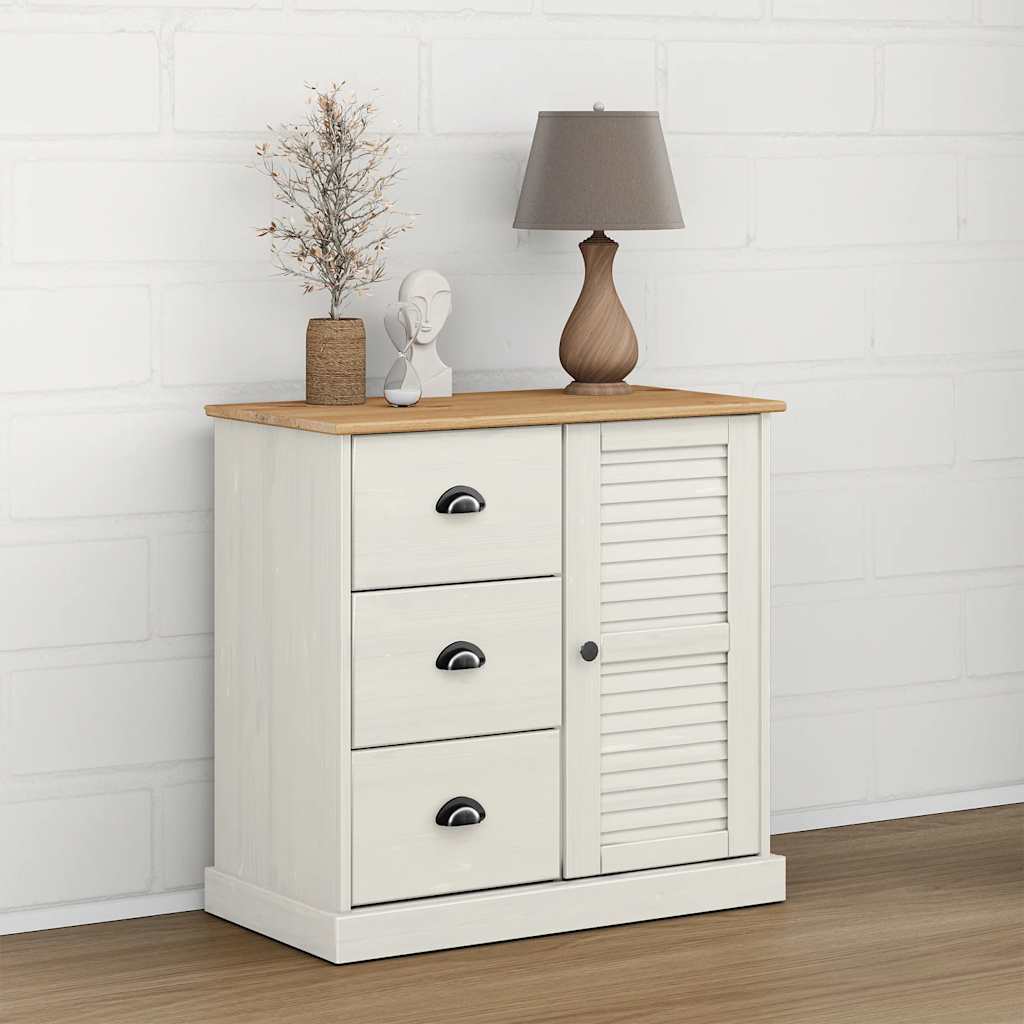 Dressoir met lades VIGO 78x40x75 cm massief grenenhout wit is nu te koop bij PeponiXL, paradijselijk wonen!