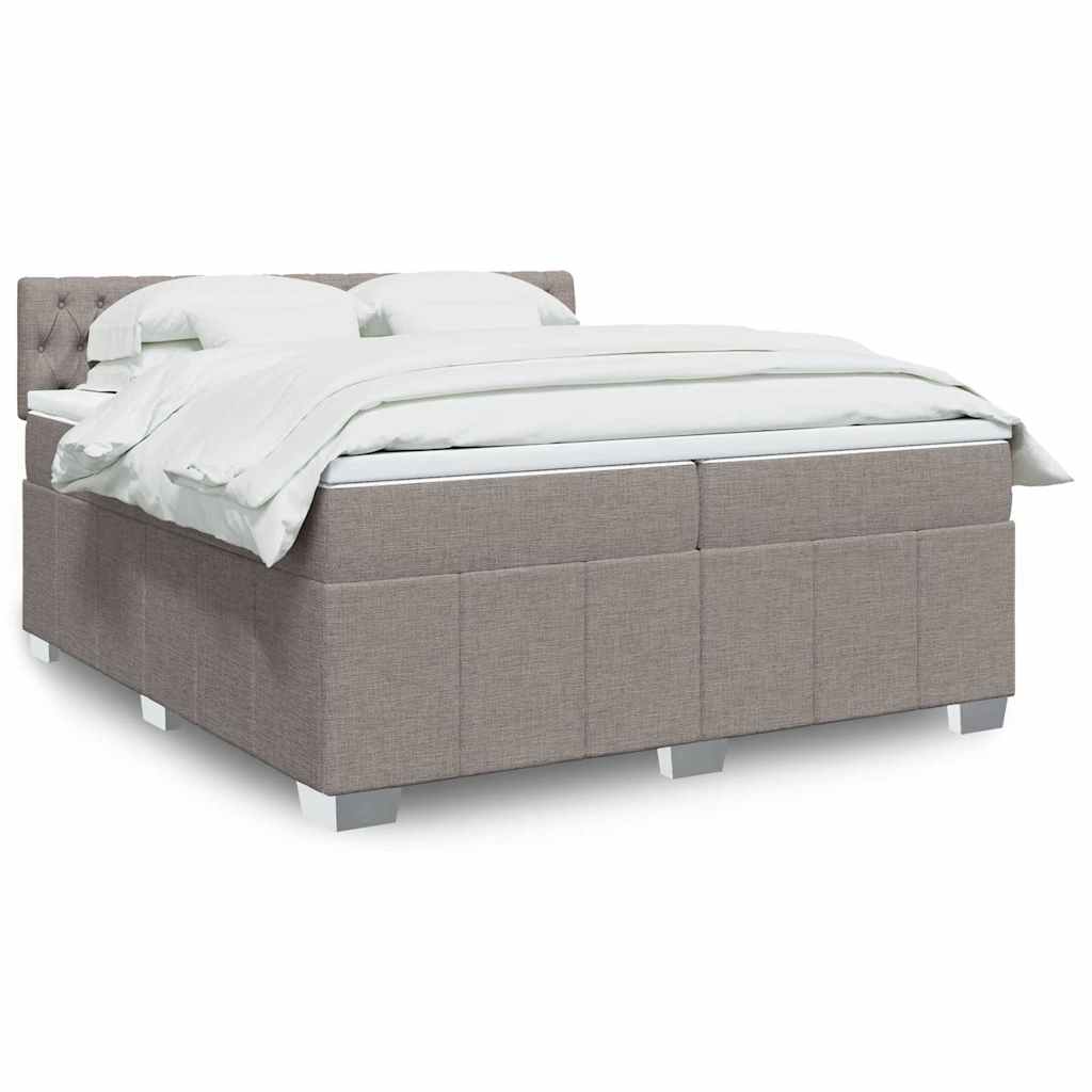 Boxspring met matras stof taupe 200x200 cm is nu te koop bij PeponiXL, paradijselijk wonen!