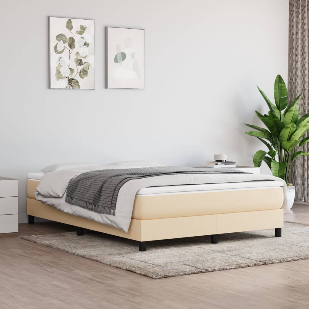 Boxspring met matras stof crèmekleurig 140x200 cm is nu te koop bij PeponiXL, paradijselijk wonen!