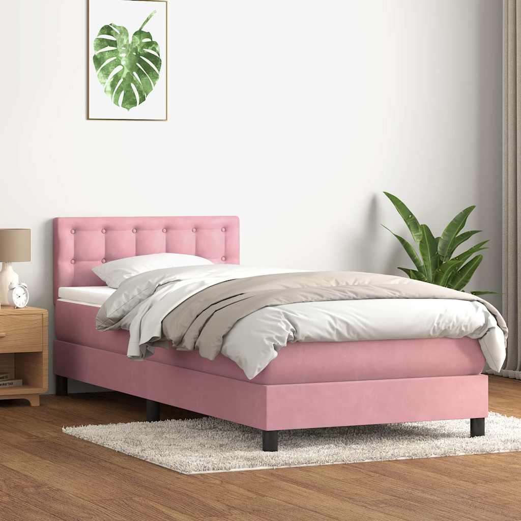 Boxspring met matras fluweel roze 90x210 cm is nu te koop bij PeponiXL, paradijselijk wonen!