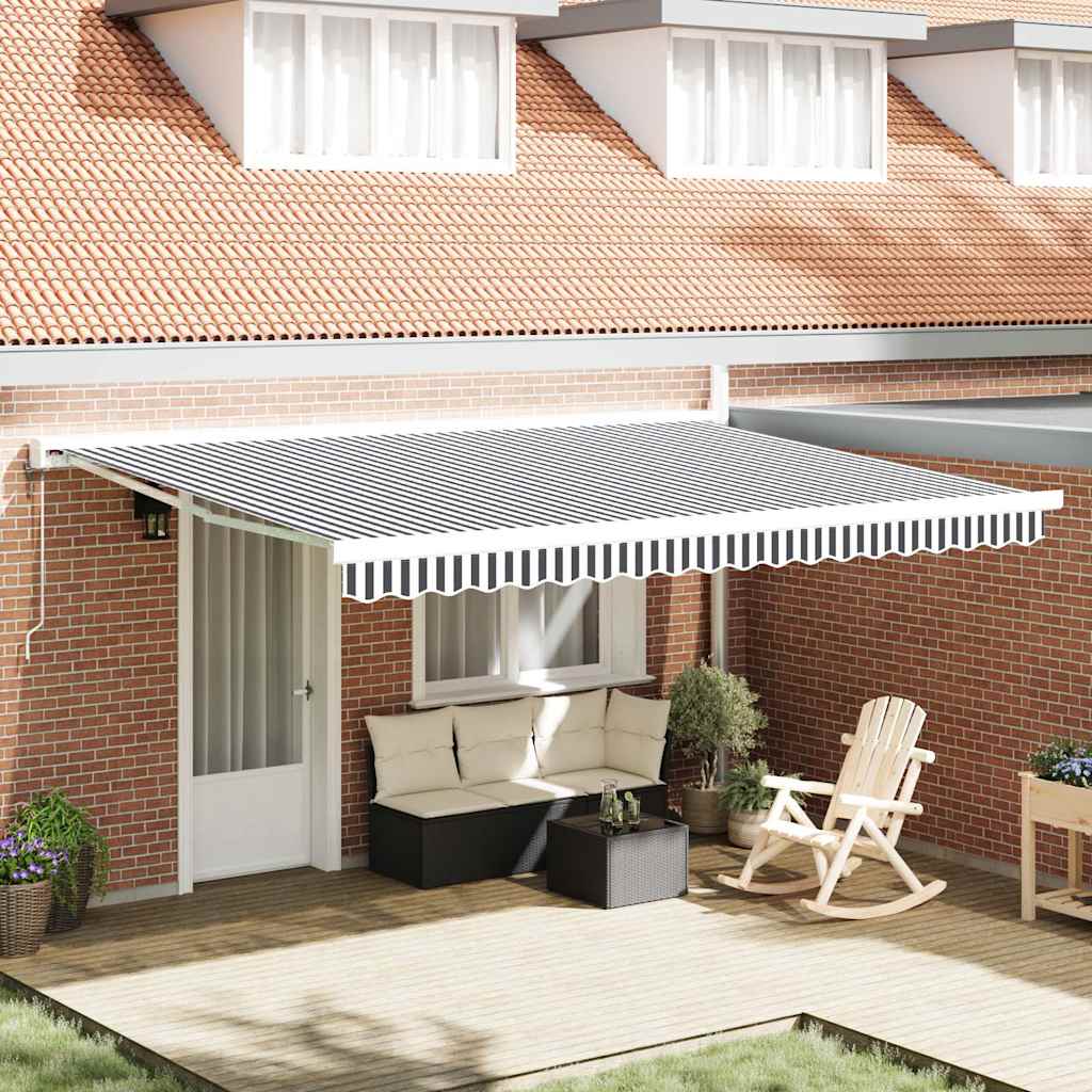 Luifel uittrekbaar 4,5x3 m stof en aluminium antraciet en wit is nu te koop bij PeponiXL, paradijselijk wonen!