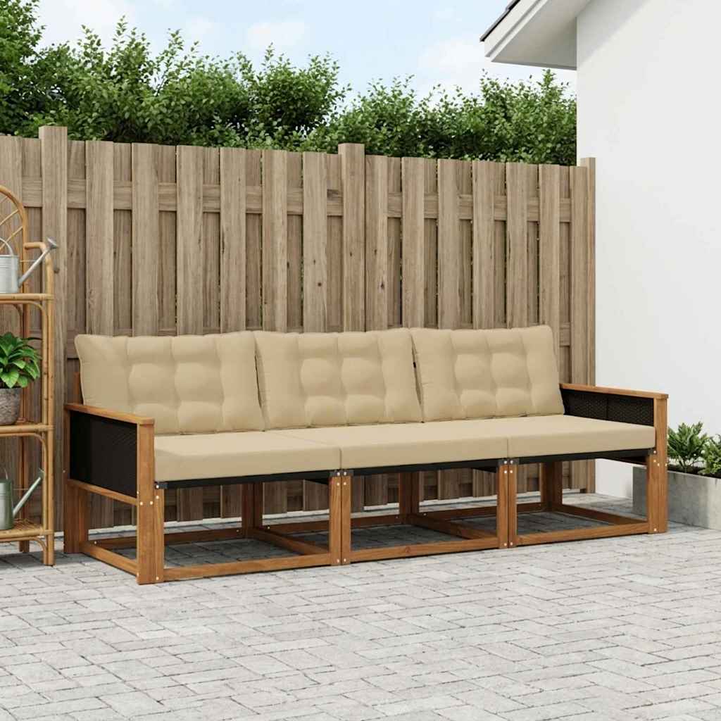 Buiten bankenset met kussen 3 pcs Natuurlijk en Beige is nu te koop bij PeponiXL, paradijselijk wonen!