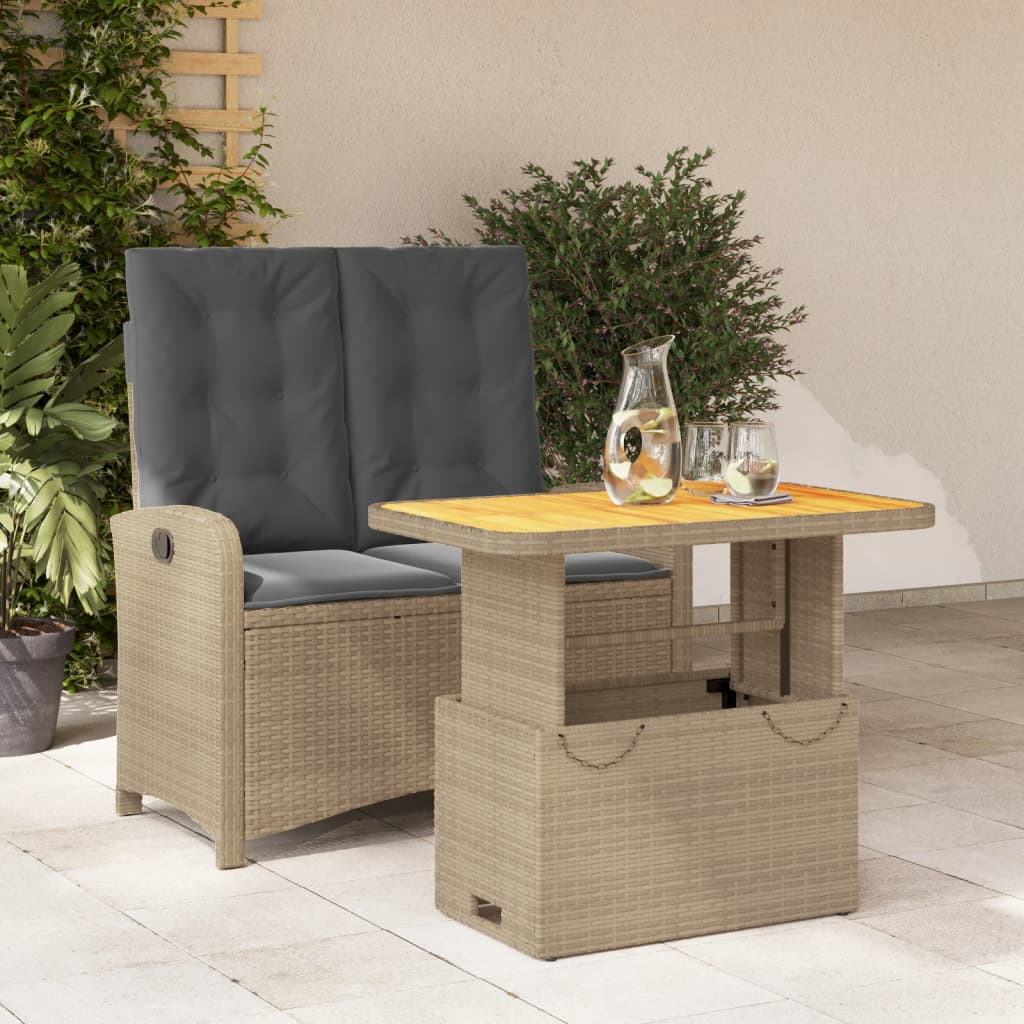2-delige Tuinset met kussens poly rattan beige is nu te koop bij PeponiXL, paradijselijk wonen!