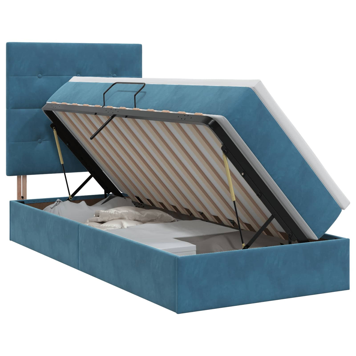 Opslag bed met matras Donkerblauw 100 x 200 cm Fluweel is nu te koop bij PeponiXL, paradijselijk wonen!