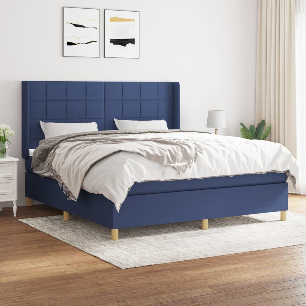 Boxspring met matras stof blauw 180x200 cm is nu te koop bij PeponiXL, paradijselijk wonen!