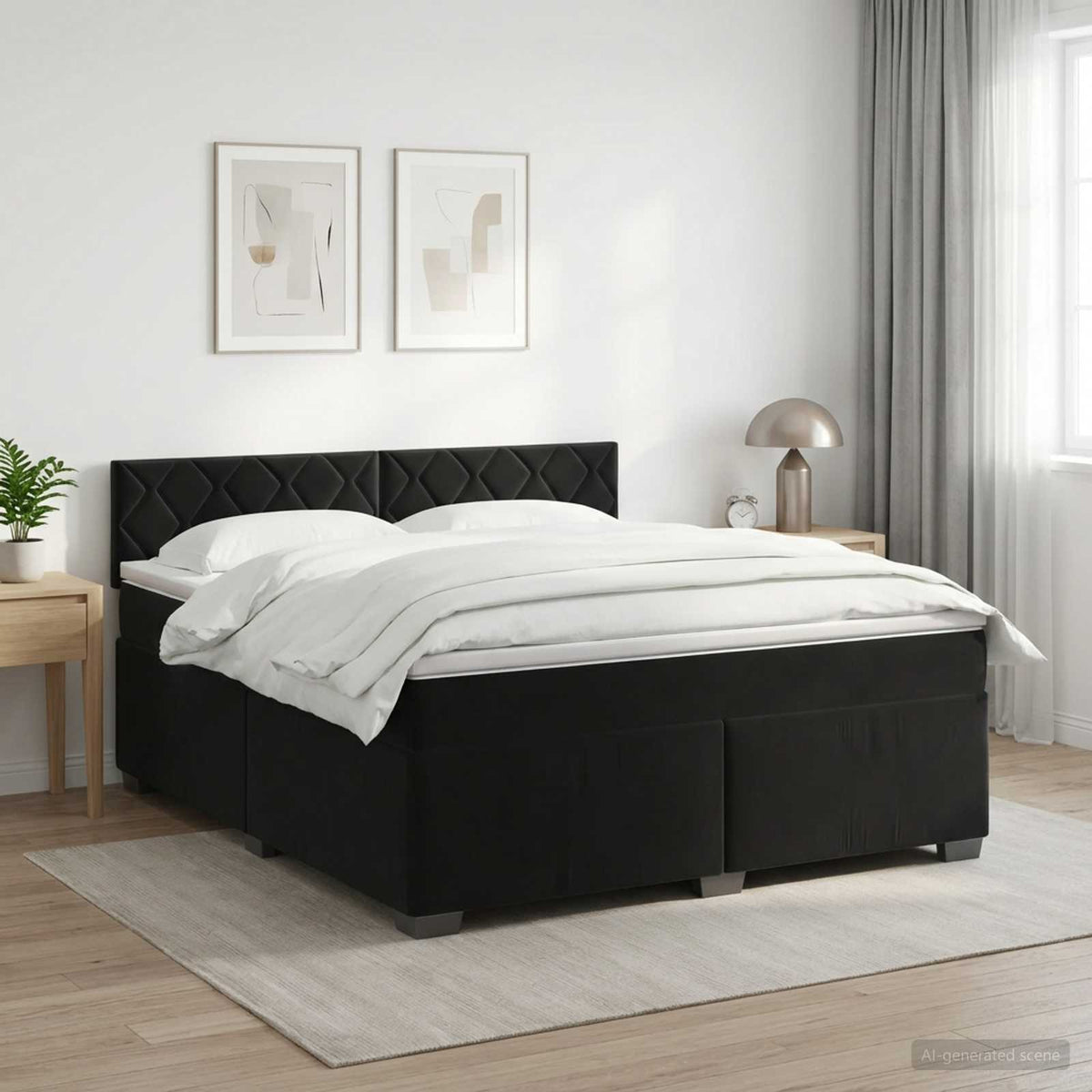 Boxspringbed met matras Zwart 140 x 190 cm Fluweel is nu te koop bij PeponiXL, paradijselijk wonen!