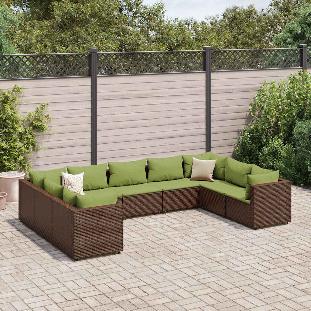9-delige Loungeset met kussens poly rattan bruin is nu te koop bij PeponiXL, paradijselijk wonen!