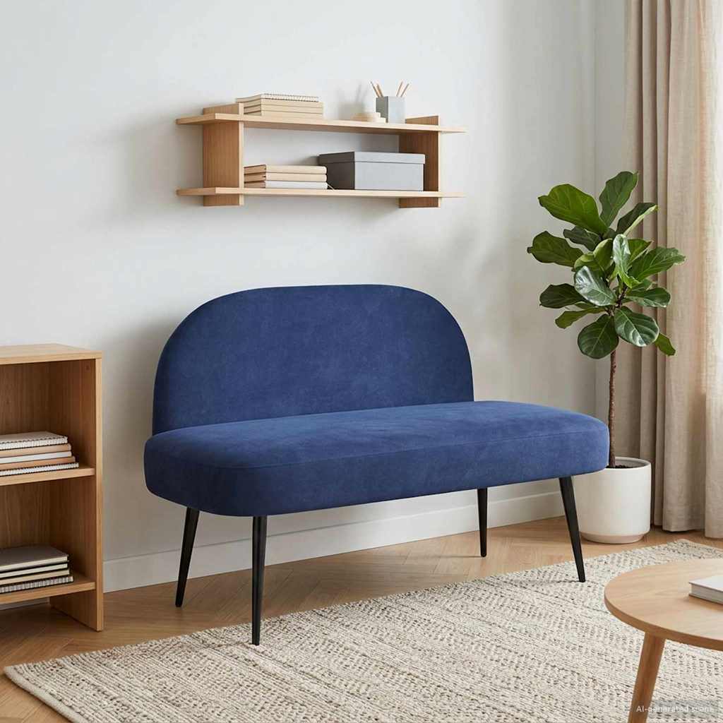 Beklede bank met rugleuning Politieblauw 110 x 60 x 76 cm is nu te koop bij PeponiXL, paradijselijk wonen!