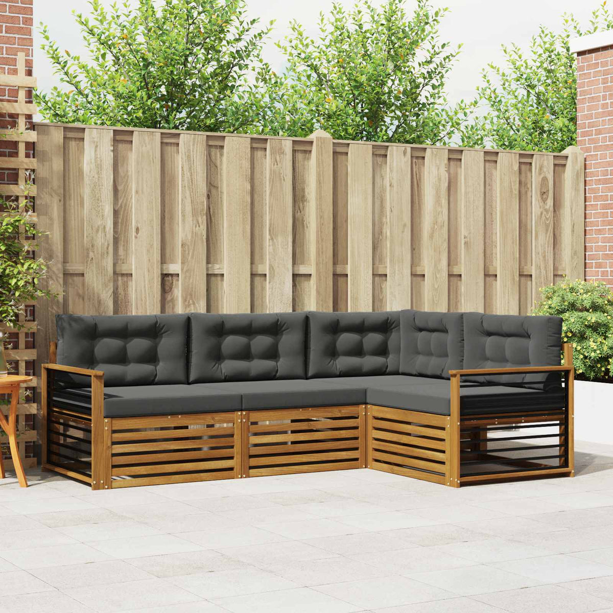 Buiten bankenset met kussen 4 pcs Natuurlijk en Antraciet is nu te koop bij PeponiXL, paradijselijk wonen!