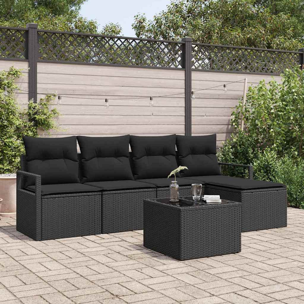 Bankstel met kussen 6 pcs Zwart poly rattan is nu te koop bij PeponiXL, paradijselijk wonen!