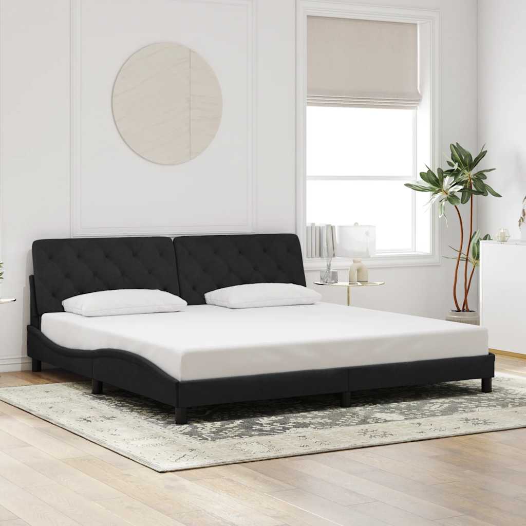 Bedframe zonder matras 200x200 cm fluweel zwart is nu te koop bij PeponiXL, paradijselijk wonen!